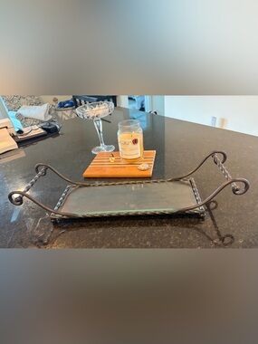 Vintage Southern Living At Home SLAH Iron And Glass Rectangular Tray